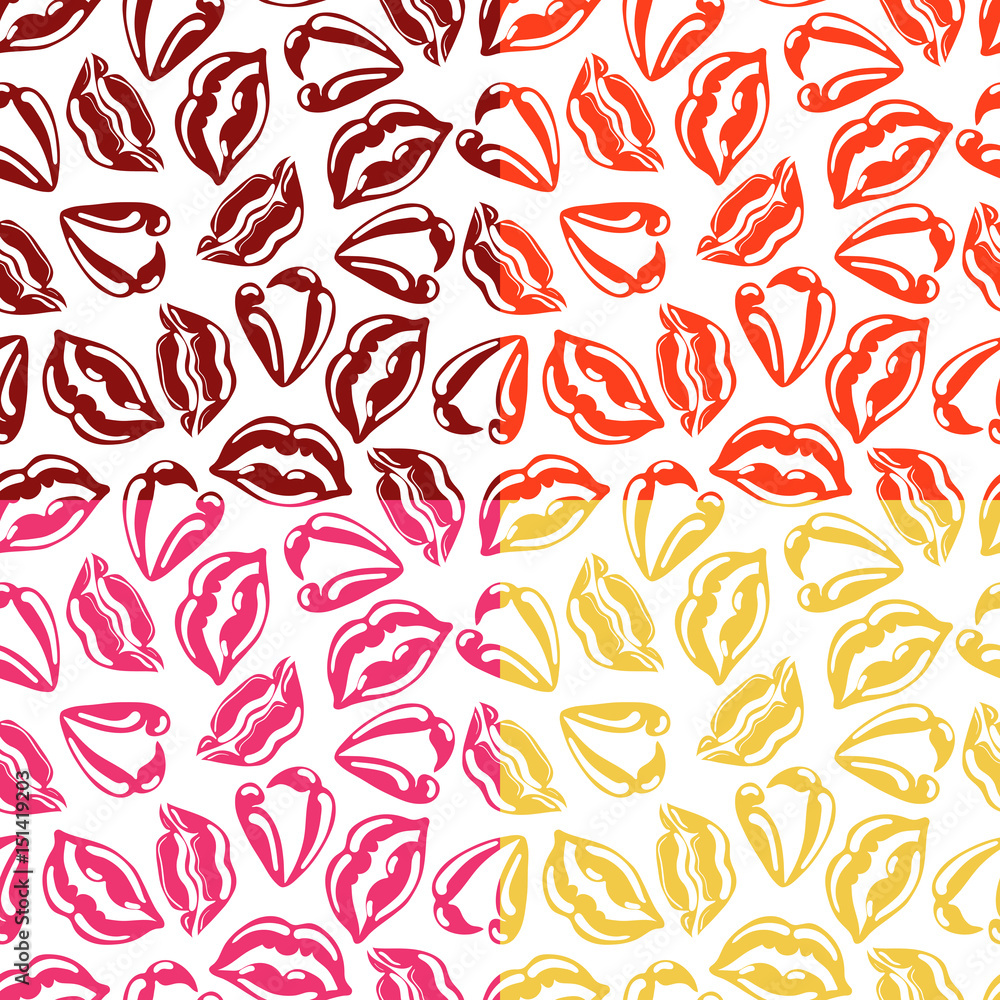 Aufkleber set of vector seamless patterns with colorful lips