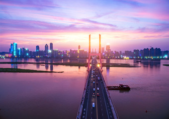 China, Jiangxi Nanchang city scenery, 81 bridge, aerial photograph