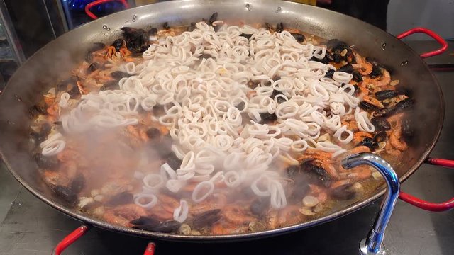 Seafood paella at the streetfood festival