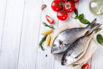 Fresh raw fish dorado