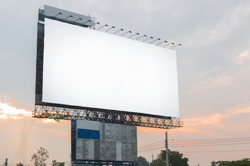 Blank white billboard in the morning, advertisement for display product and business