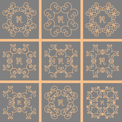 line monogram frame design logo set