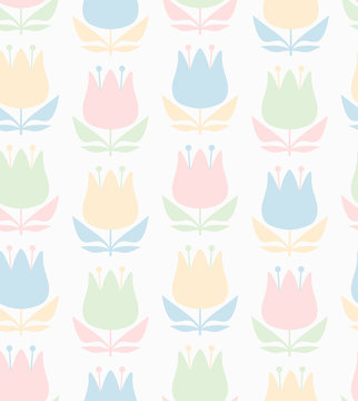 seamless pattern with pastel tulips