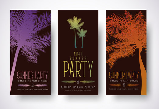 Design of minimalist flyers for a summer party.