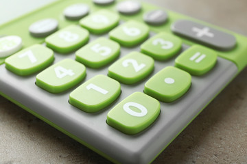 Green calculator, closeup