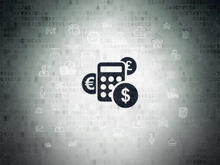 Business concept: Calculator on Digital Data Paper background