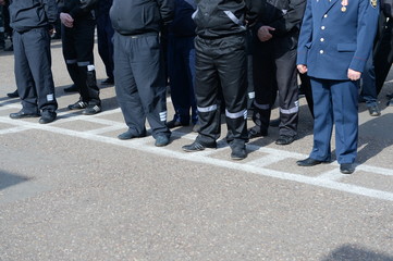 Jail. Prisoners and guards on the building. Russian Penal System.