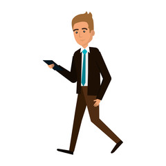 young man with smartphone avatar character vector illustration design
