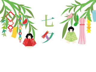七夕　笹飾りのフレーム