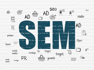 Obraz premium Marketing concept: SEM on wall background