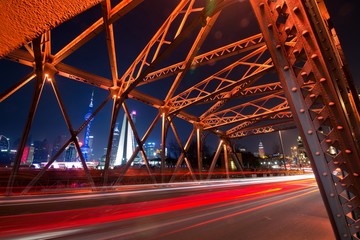 Fototapeta na wymiar Waibaidu Bridge Over the Suzhou River in Shanghai City