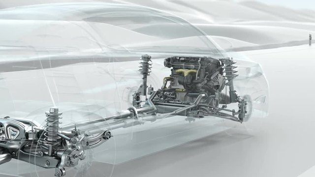 Abstract City car structure overview during driving View . 4k