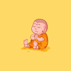 Sticker emoji emoticon emotion vector isolated illustration unhappy character cartoon meditate Buddha