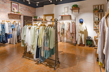 Indoor shopping, fashion women's clothes