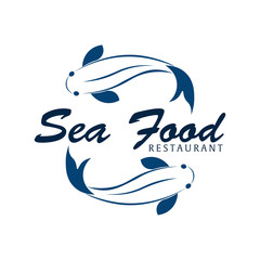 Sea food restaurant and fish. Vector logo.