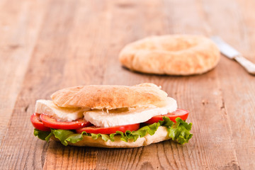 Puccia bread with mozzarella and tomato.