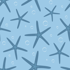 Seamless background with shells. Simple seamless background with sea stars. Vector illustration.