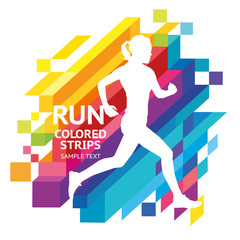 Vector template colored emotions strips running man design, banner, web