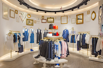 Indoor shopping, fashion women's clothes