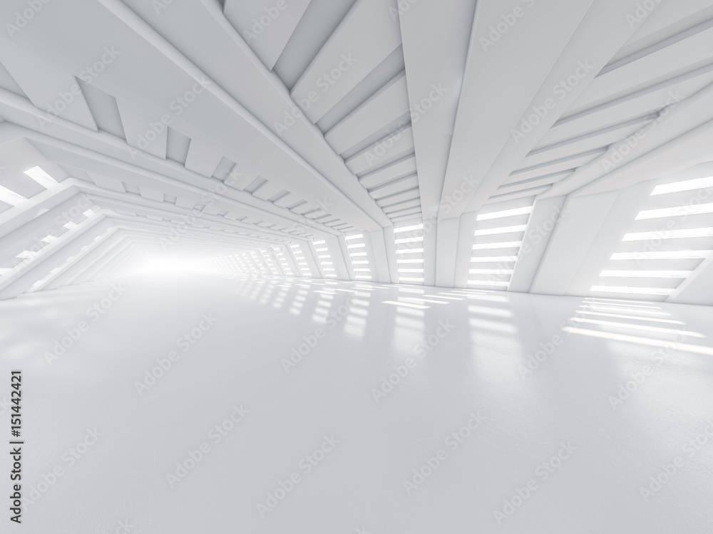 Poster abstract modern architecture background, empty white open space interior. 3d rendering