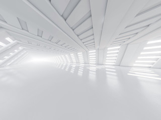 Abstract modern architecture background, empty white open space interior. 3D rendering