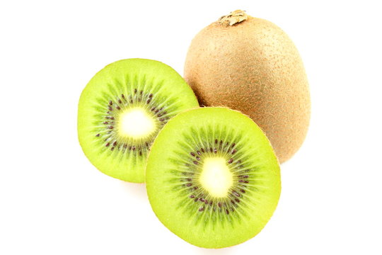 fresh green kiwi fruits isolated on a white background