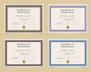Set of four certificate templates