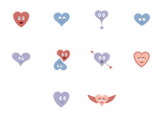 Set of vector icons with various heart shape