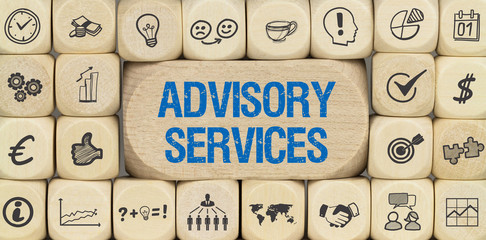 Advisory Services / Würfel mit Symbole