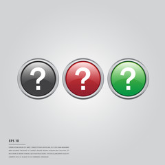 Lorem ipsum text and colorful question mark buttons