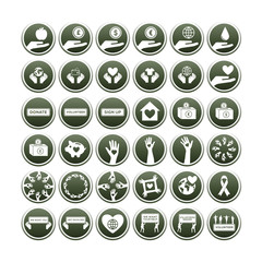 Various vector icon set of charity