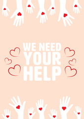Vector icon of we need your help message