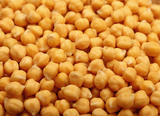 Cooked soaked chickpea beans close up background