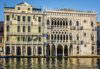 Naklejka premium Facade of Ca D'Oro palace on Grand Canal in Venice, Italy