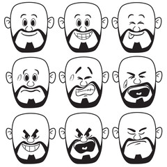 Obraz premium Vector Bald Man Face Expression