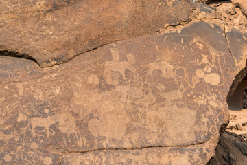 Bushman engravings in the granite rock, Twyfelfontein UNESCO World Heritage Site, Kunene Region, Damaraland, Namibia