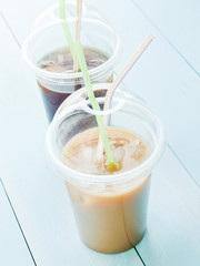 Coffee in plastic glass