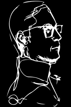 vector clipart adult man with glasses in profile