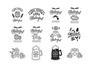Vector icon set of beer feast