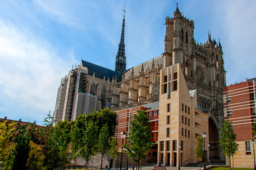 Fototapeta na wymiar Amiens Cathedral. French Gothic architecture