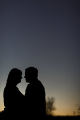 Silhoutte of couple at blue hour