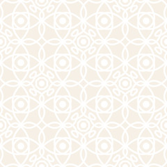 Seamless vector pattern with symmetric ornament. Abstract subtle geometric rounded lines background in pastel color.