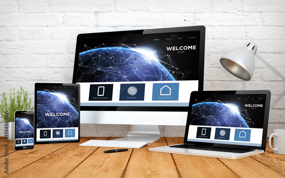 Poster cool website responsive design earth screen multidevices