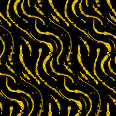 Seamless halftone gold pattern. Abstract vector colored round dots background. Halftone metal particles