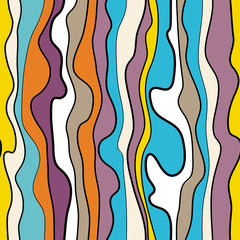 Abstract vector seamless pattern with waving curling lines. Abstract graphic ornament. Striped repeating texture.