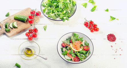 Salmon Salad with vegetables.