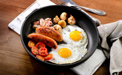 English breakfast in pan
