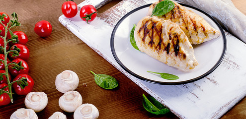 Grilled healthy chicken breasts