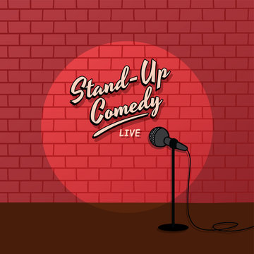 red brick spotlight stand up comedy stage