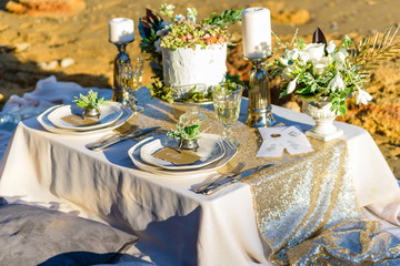 Romantic dinner at the beach